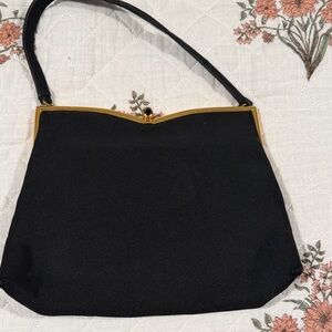 Elegant Black Silk Handbag by MM Pure Silk Faille
